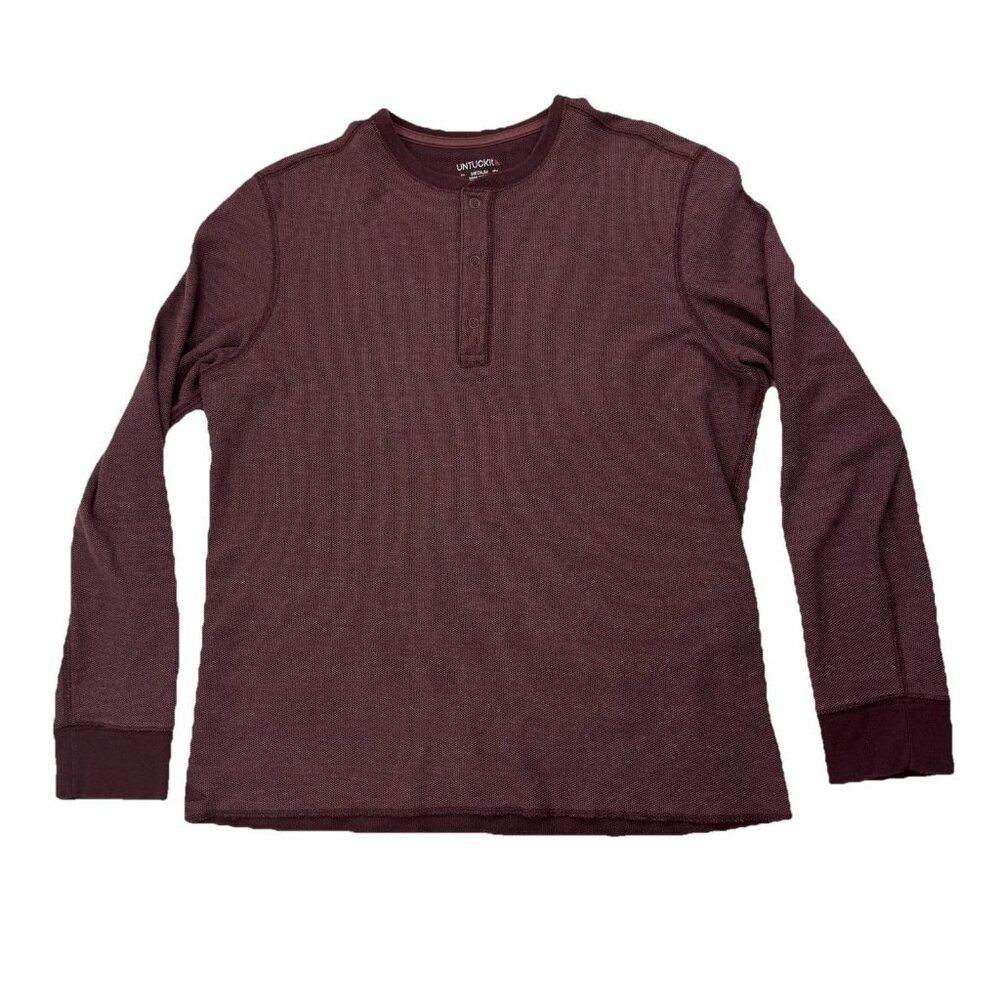 Untuckit Mens Purple M Schrock Long Sleeve Henley Thermal Shirt